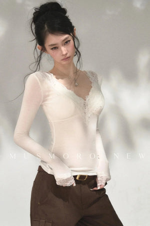 Patchwork Lace Knit Top