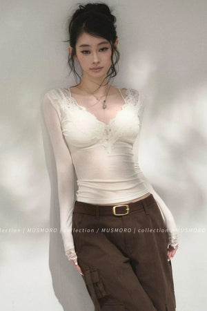 Patchwork Lace Knit Top