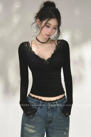 Patchwork Lace Knit Top