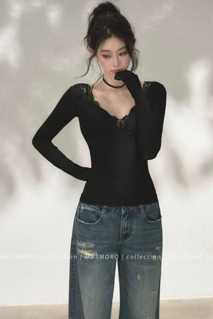 Patchwork Lace Knit Top