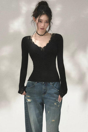 Patchwork Lace Knit Top