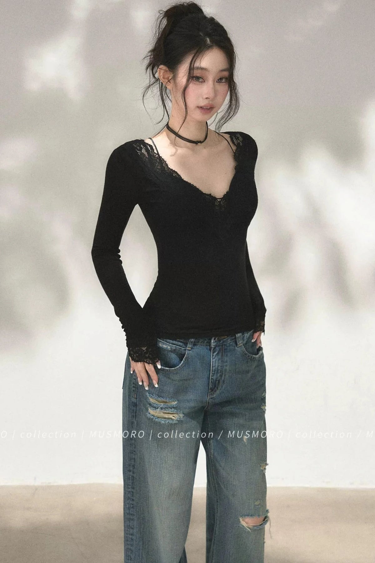 Patchwork Lace Knit Top