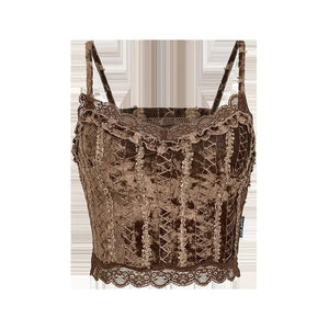 Patchwork Lace Suit With Suspender Set-up