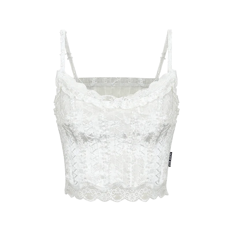 Patchwork Lace Suit With Suspender Set-up