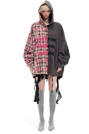 Patchwork Plaid Hoodie