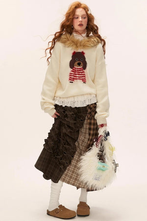 Patchwork Plaid Long Skirt