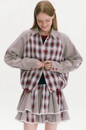 Patchwork Plaid Shirt Jacket