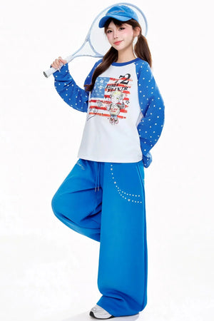 Patchwork Polka Dot Raglan Top
