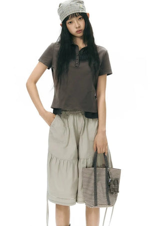 Patchwork Polo Knit Top