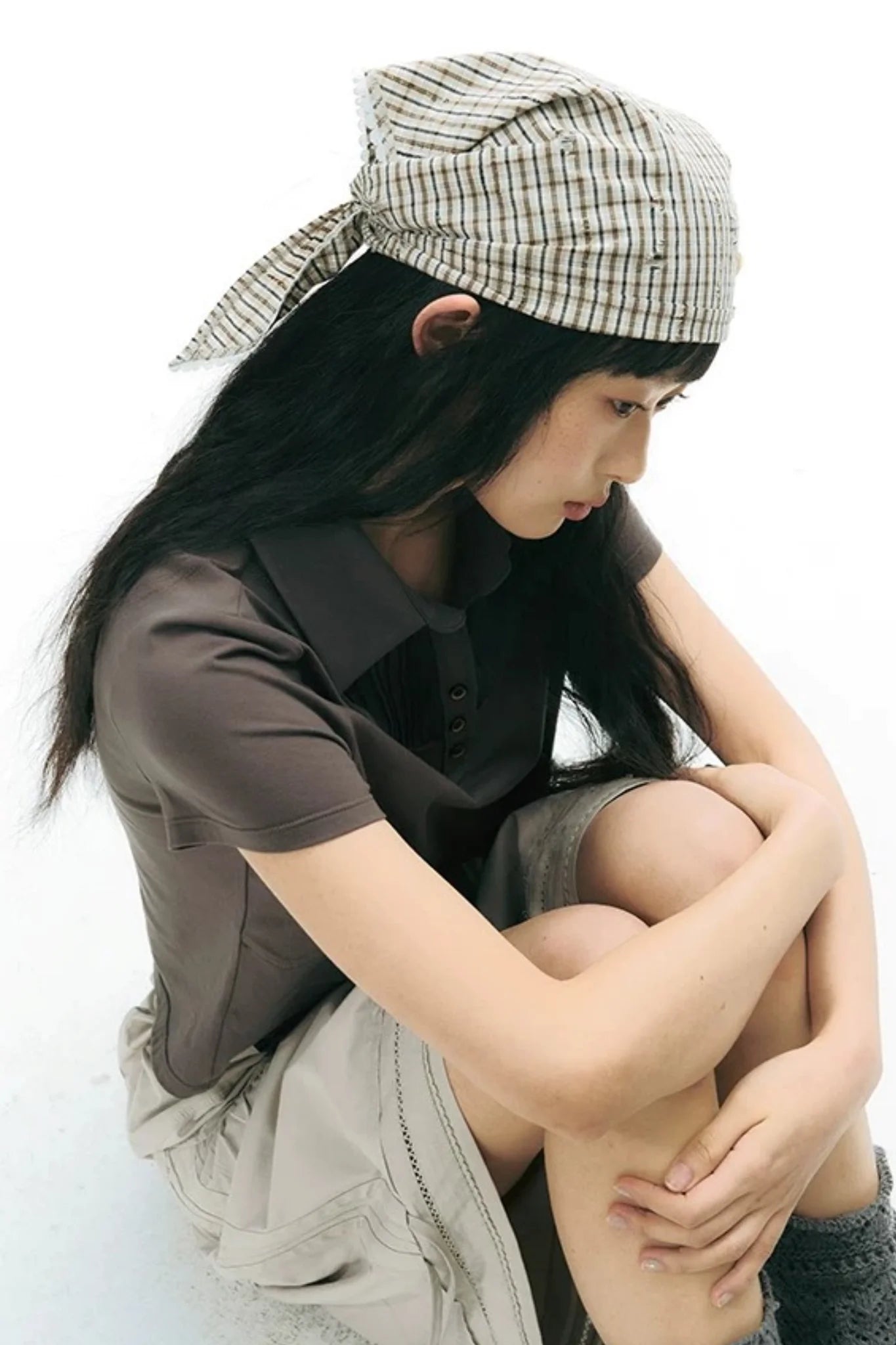 Patchwork Polo Knit Top