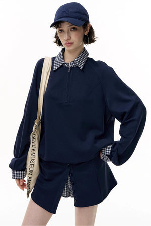 Patchwork Pullover Sweatshirt Set-Up