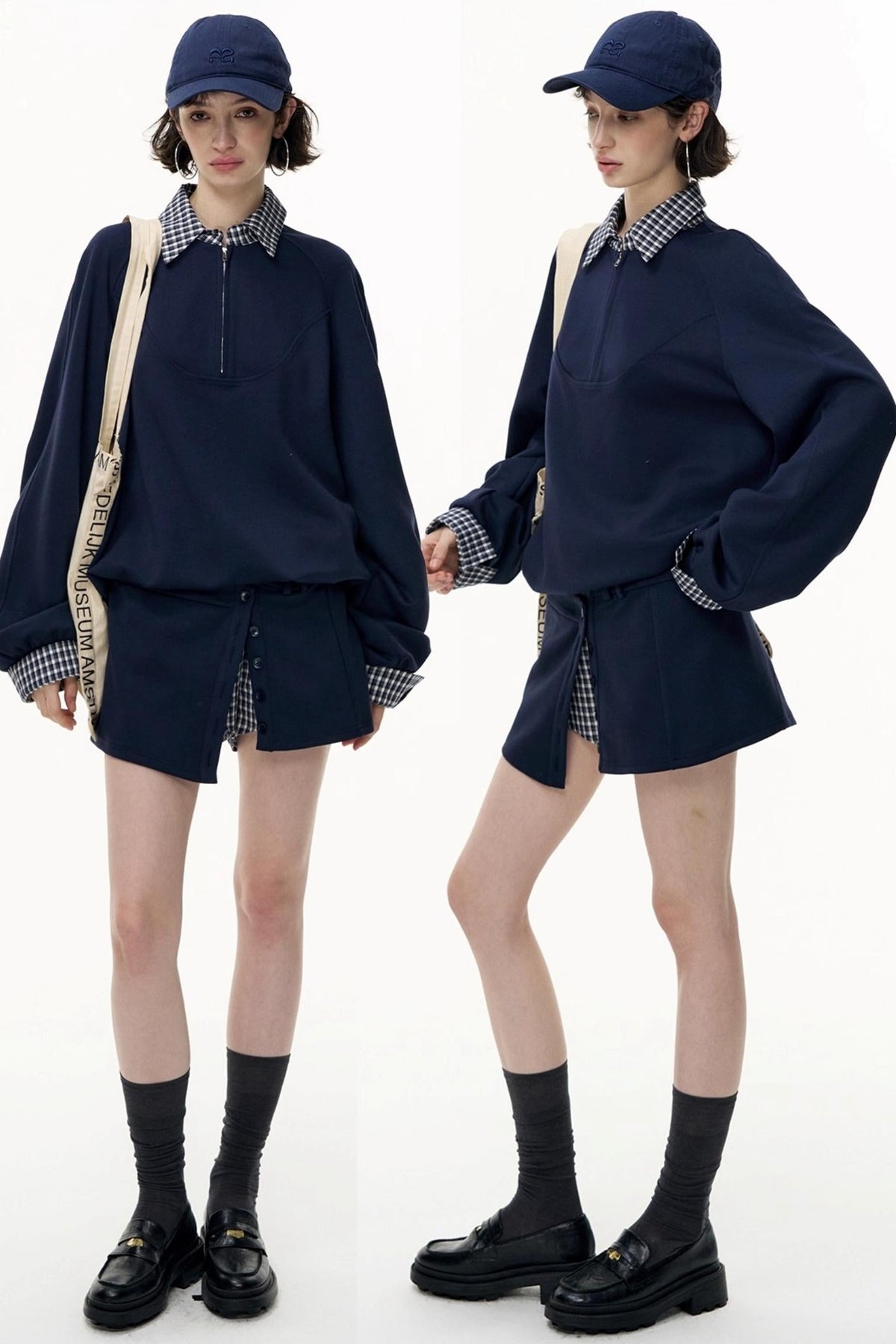 Patchwork Pullover Sweatshirt Set-Up