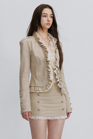 Patchwork Ruffled Mesh Jacket