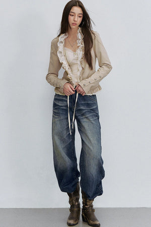 Patchwork Ruffled Mesh Jacket