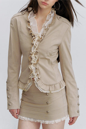 Patchwork Ruffled Mesh Jacket