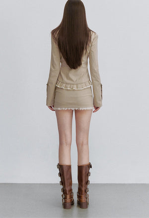 Patchwork Ruffled Mesh Jacket