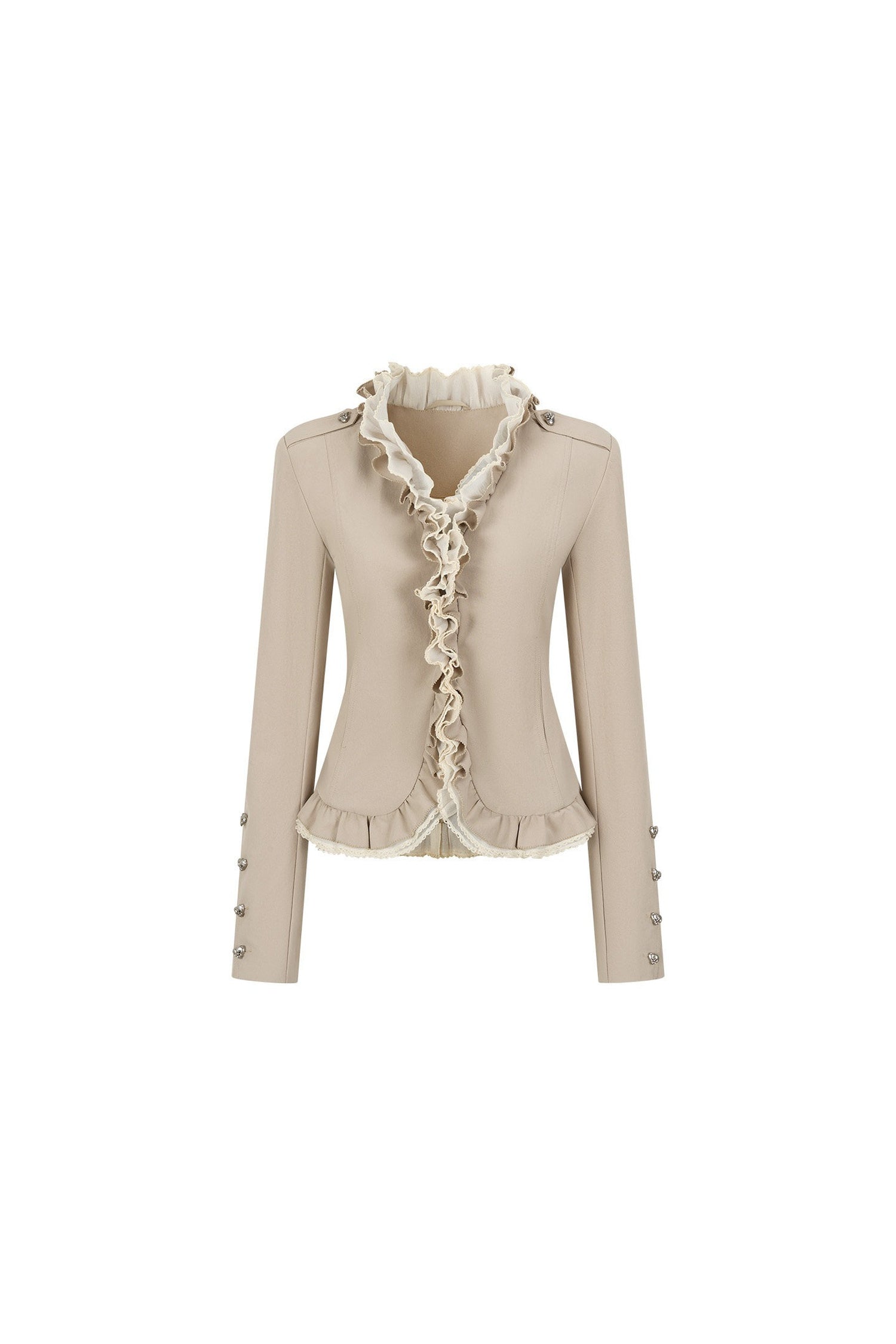 Patchwork Ruffled Mesh Jacket