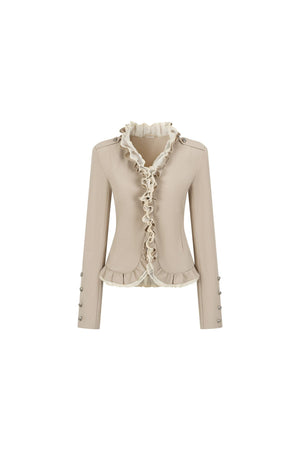 Patchwork Ruffled Mesh Jacket