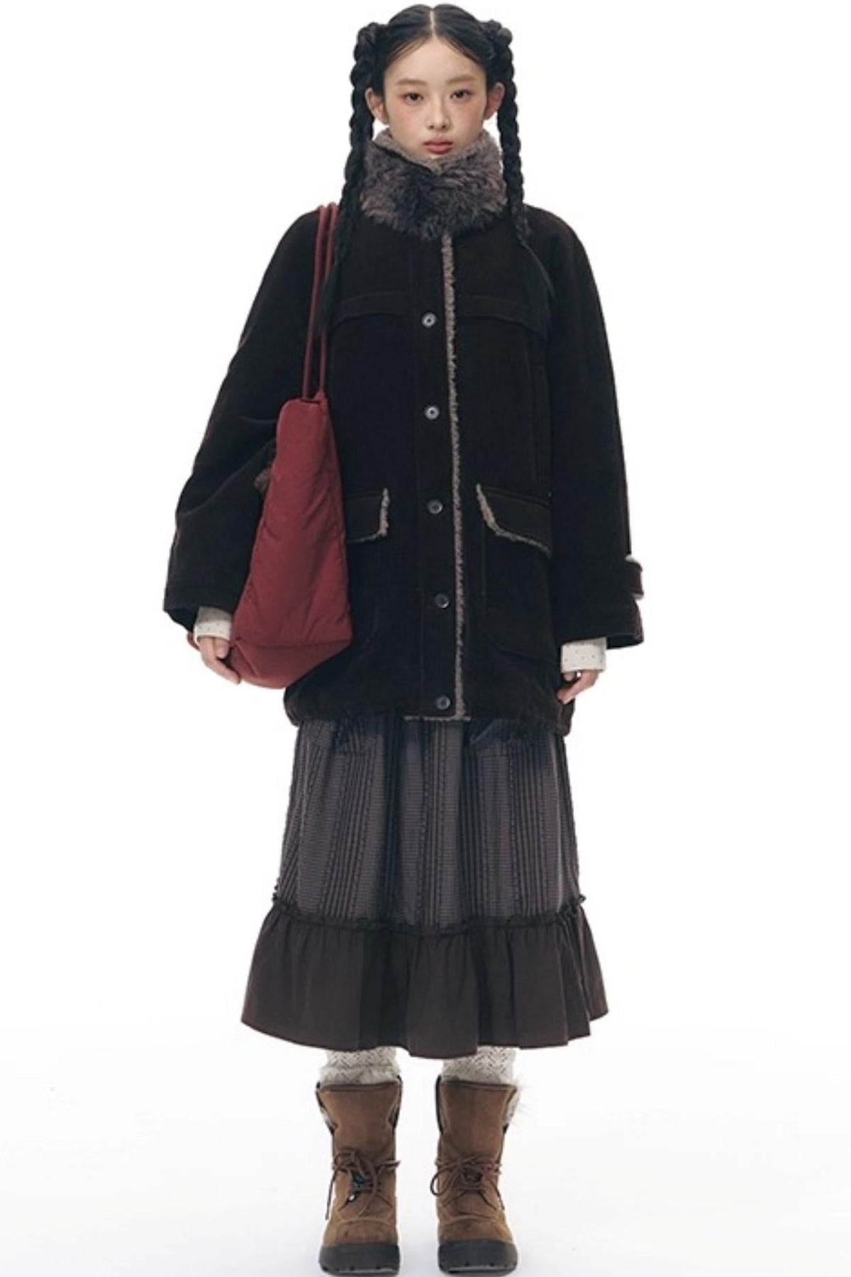 Patchwork Ruffled Umbrella Skirt