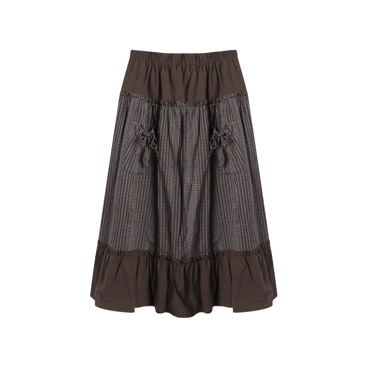 Patchwork Ruffled Umbrella Skirt