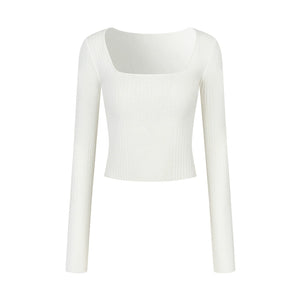 Patchwork Square Collar Knit Top