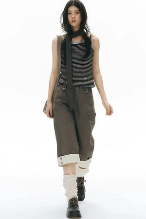 Patchwork Straight Leg Pants