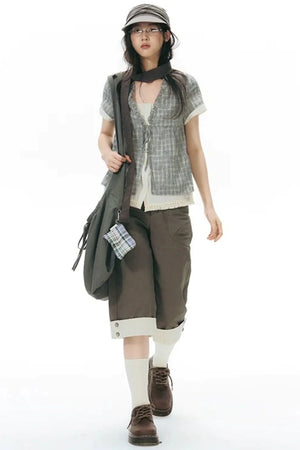 Patchwork Straight Leg Pants