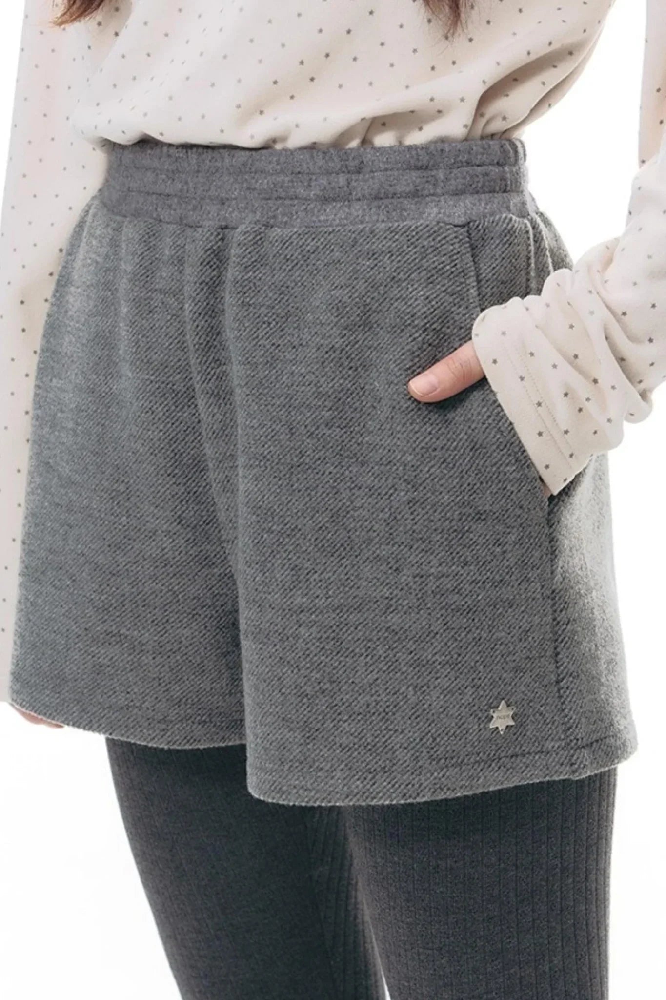 Patchwork Tweed Bootcut Shorts