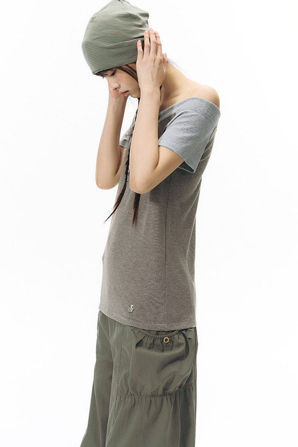 Patchwork Waistband Pocket Wide-Leg Cargo Pants