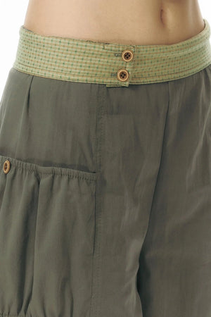 Patchwork Waistband Pocket Wide-Leg Cargo Pants