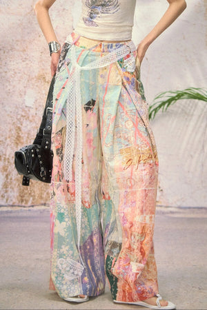 Patchwork Wide Leg Pants