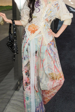 Patchwork Wide Leg Pants