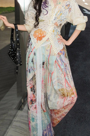Patchwork Wide Leg Pants