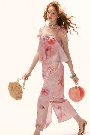 Peach Bow Tube Top Set-Up