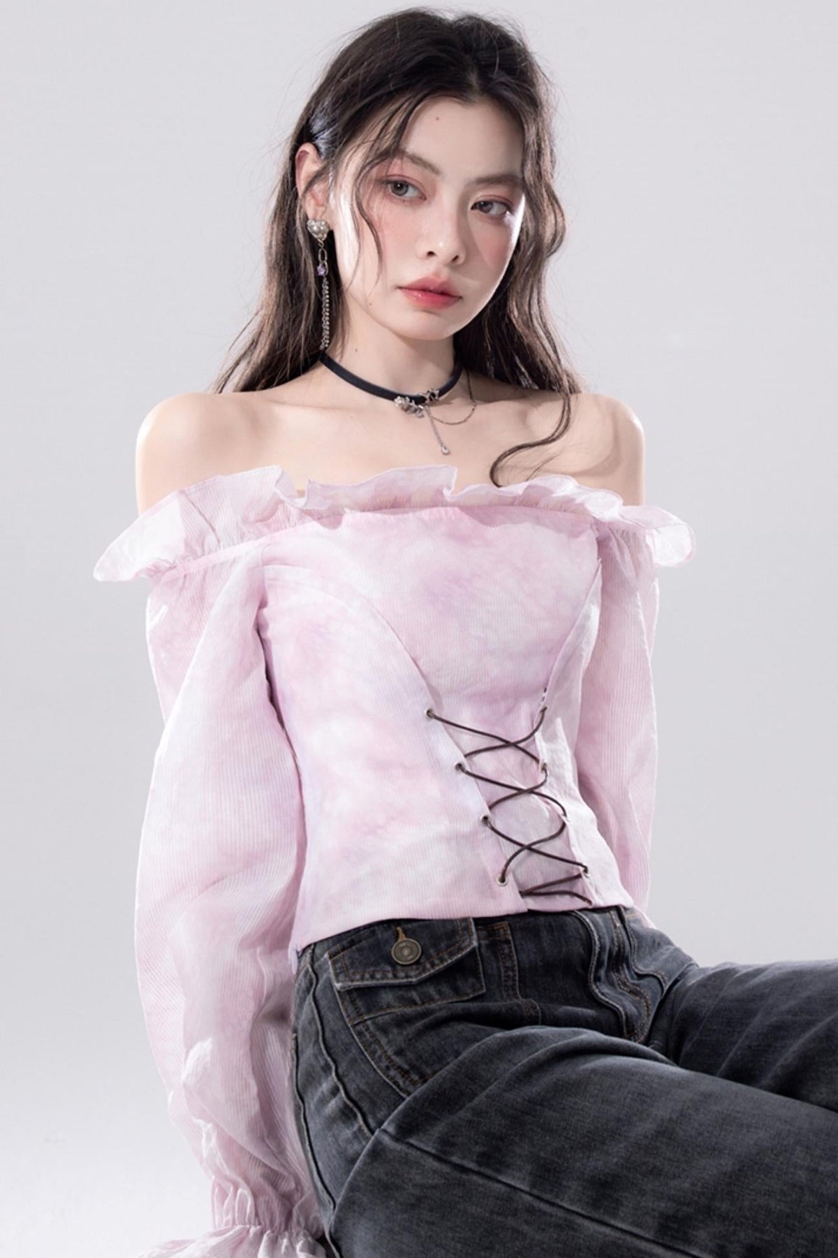 Peach One-Shoulder Top