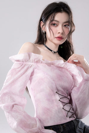 Peach One-Shoulder Top