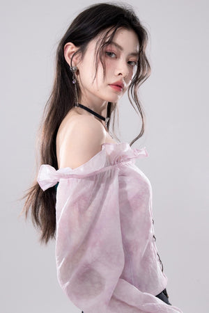 Peach One-Shoulder Top