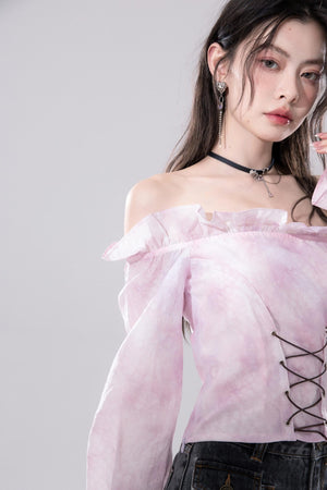 Peach One-Shoulder Top