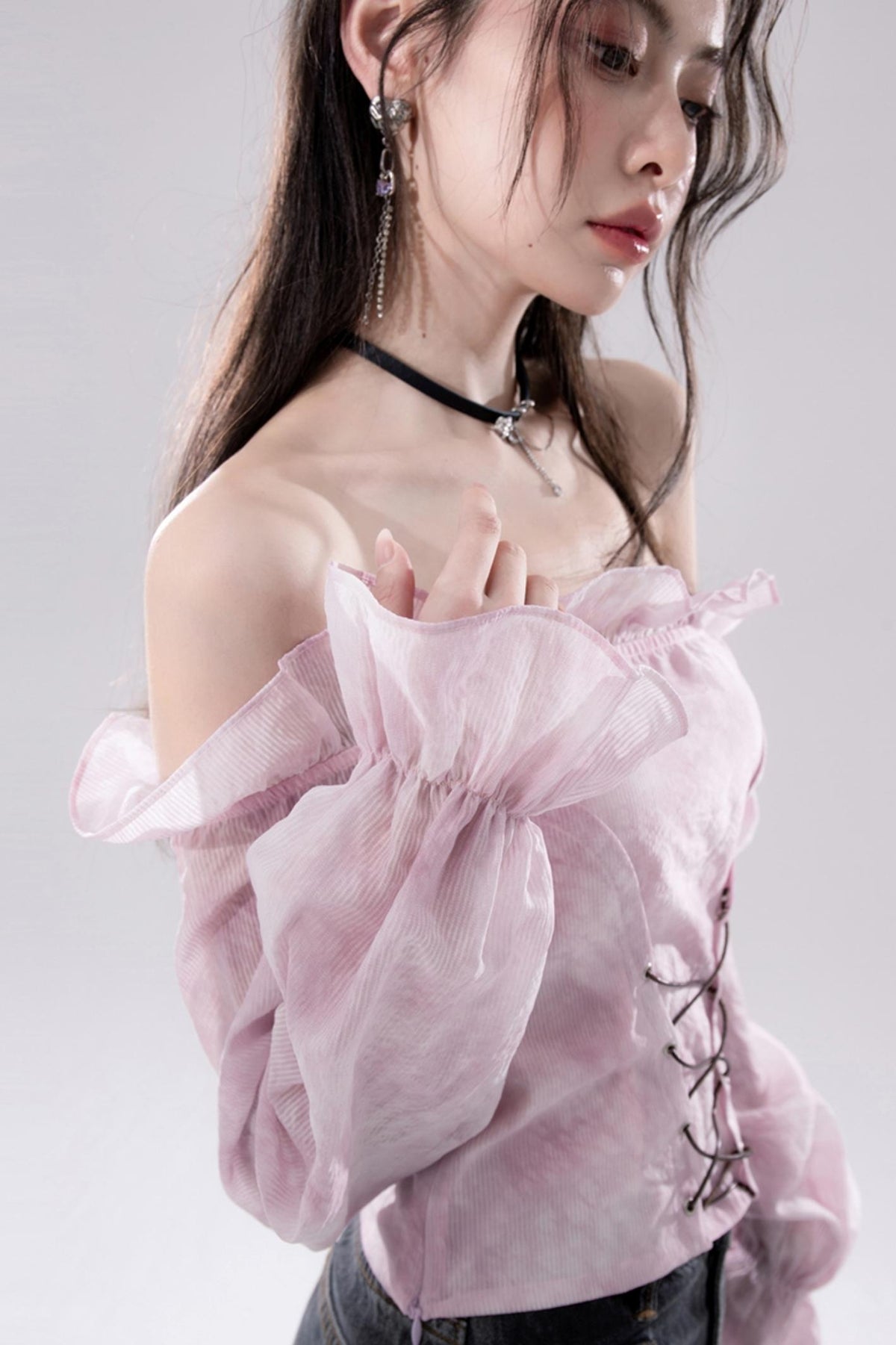 Peach One-Shoulder Top