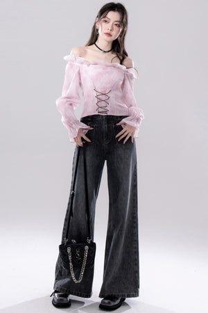 Peach One-Shoulder Top