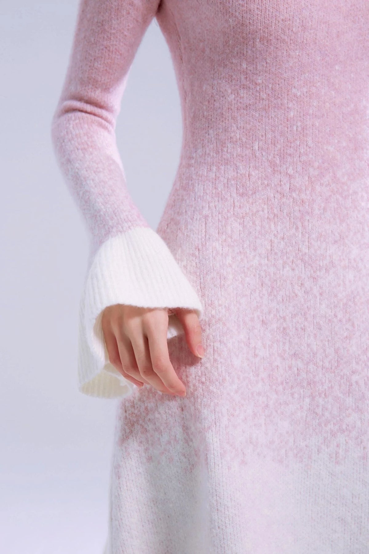 Peach-Pink Gradient Wool Dress
