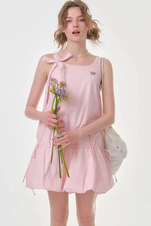 Peach Soda Lace-Up Camisole Dress