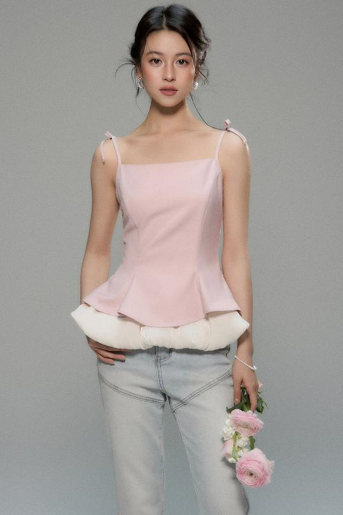 Peach White Vest
