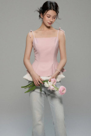 Peach White Vest