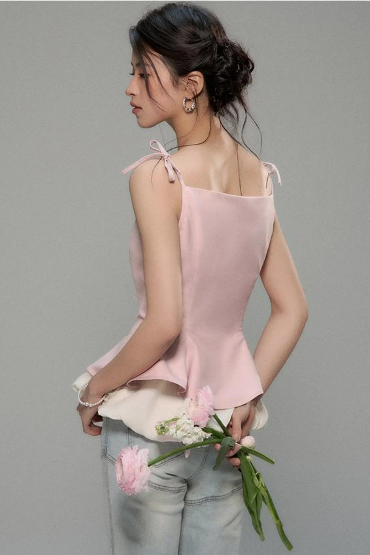 Peach White Vest