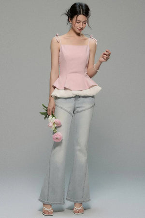 Peach White Vest