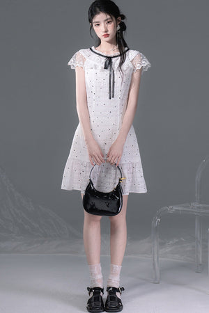 Pearl Polka Dot Chiffon Dress Set-Up