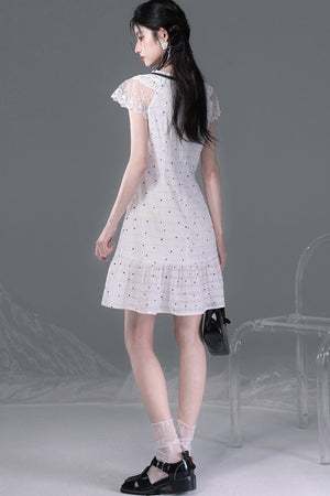 Pearl Polka Dot Chiffon Dress Set-Up
