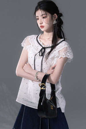 Pearl Polka Dot Chiffon Dress Set-Up