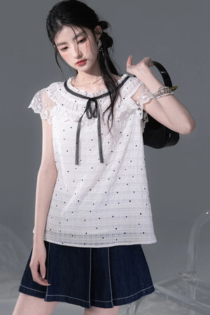 Pearl Polka Dot Chiffon Dress Set-Up